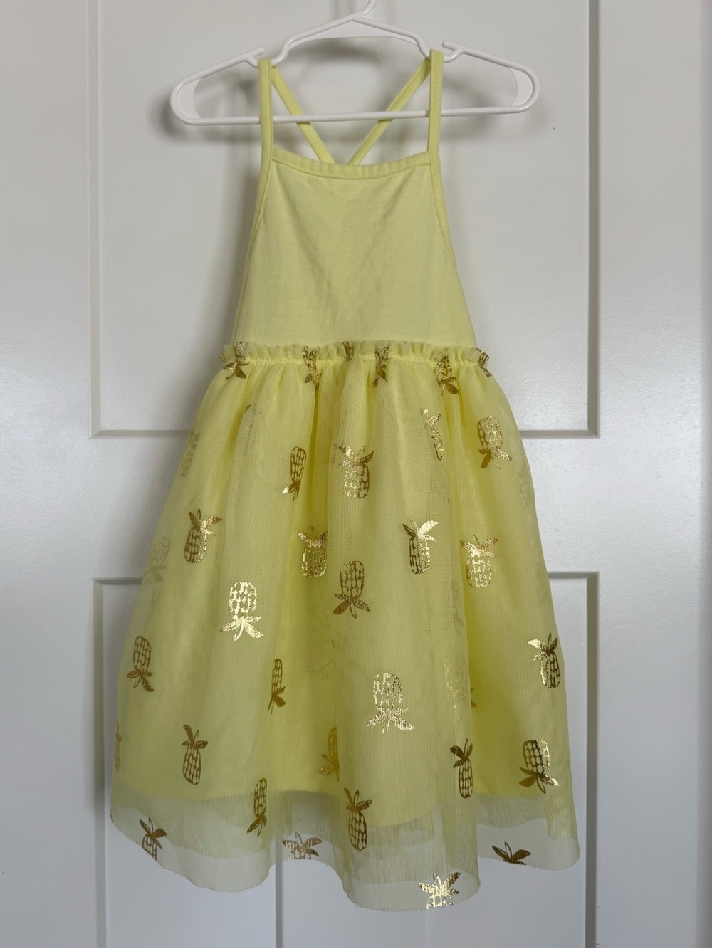 Cat & Jack Girls 4T Yellow Gold Pineapple Tulle Dress Summer Party - Picture 2 of 4